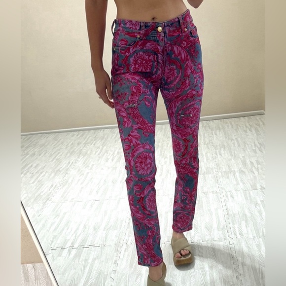 Vintage Versace Floral painted Jeans - Picture 2 of 15